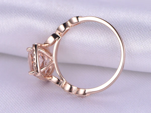 2 carat Pink Morganite Ring Vintage Morganite Engagement Ring Cushion Cut 14k Rose gold Diamond Wedding Natural Morganite Ring