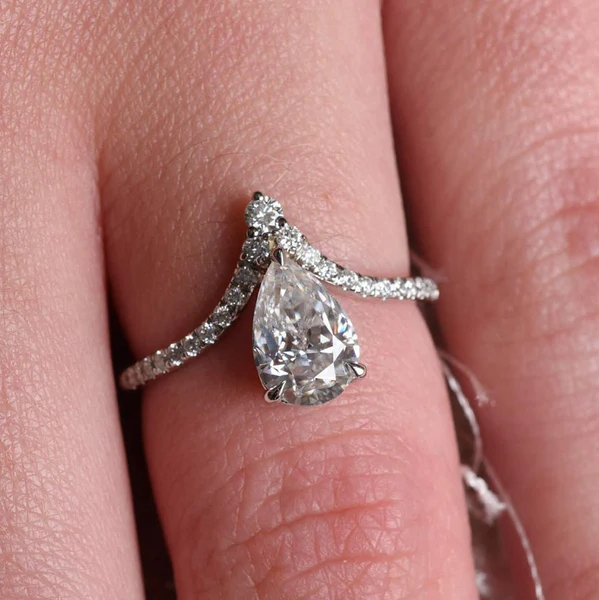 Pear Moissanite Solitaire Diamond Engagement Ring, Sterling Silver Moissanite Diamond Wedding Ring For Bridal, 10K/14K Gold Anniversary Diamond Ring For Gift