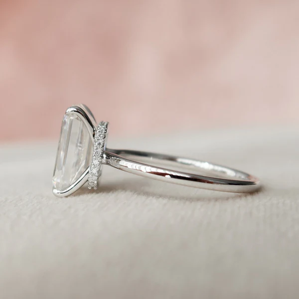 Emerald Moissanite Solitaire Diamond Engagement Ring, Sterling Silver Moissanite Diamond Wedding Ring For Bridal, 10K/14K Gold Anniversary Diamond Ring For Gift