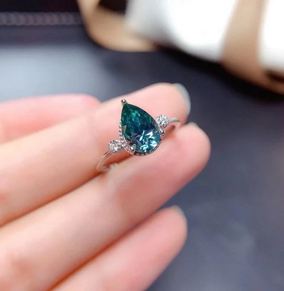 Luxury & Gorgeous Pear Shape Green Moissanite Ring For Wedding Gift, Moissanite Ring, Anniversary gift, Women's Ring, Proposal ring For Her