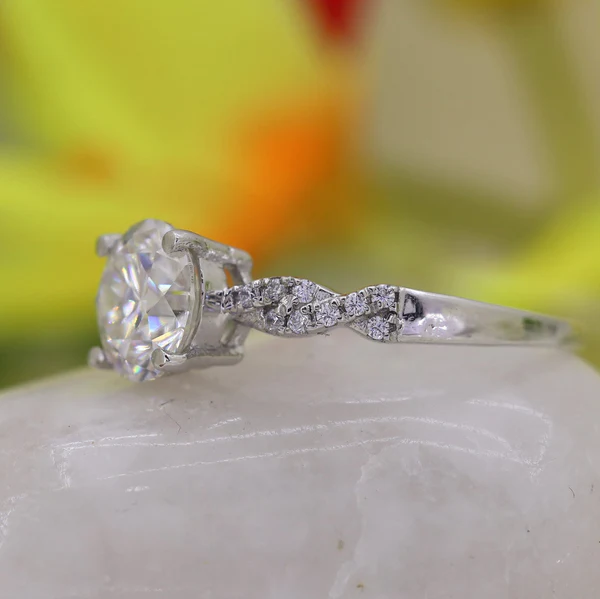 3_62a3fe3f-a91c-4036-b911-c0251c6190b2_600x600 Round Moissanite Engagement Ring 14k White Gold Diamond Wedding Ring Anniversary Ring Twisted Infinity Band Ring for women
