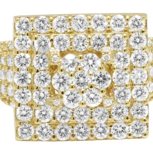 925 Sterling Silver Moissanite Diamond Men Ring, Fully Iced Gold Plated Men Pinky Ring, Round Moissanite Diamond Hip Hop Ring For Him