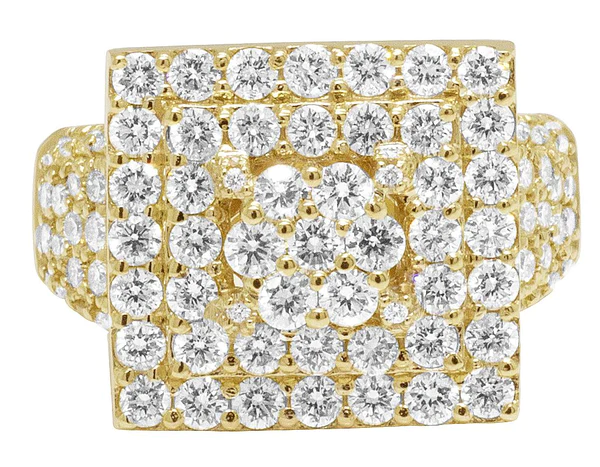 925 Sterling Silver Moissanite Diamond Men Ring, Fully Iced Gold Plated Men Pinky Ring, Round Moissanite Diamond Hip Hop Ring For Him