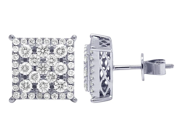 Round VVS Diamond Sterling Silver Stud Cluster Diamond Earring, 10K/14K Gold Hip Hp Jewelry For Women, Anniversary Gift For Her