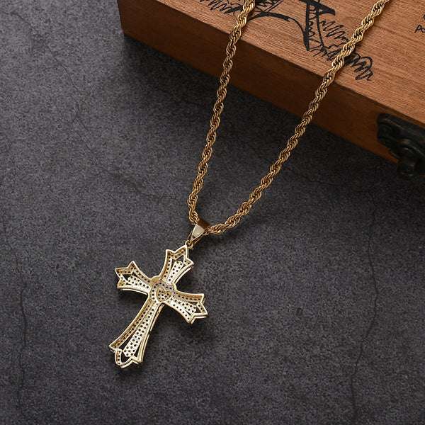 Round Cross VVS Diamond Hip Hop Pendant, Sterling Silver Iced Out Birthday Gift Pendant, VVS Diamond Hip Hop Charm Pendant