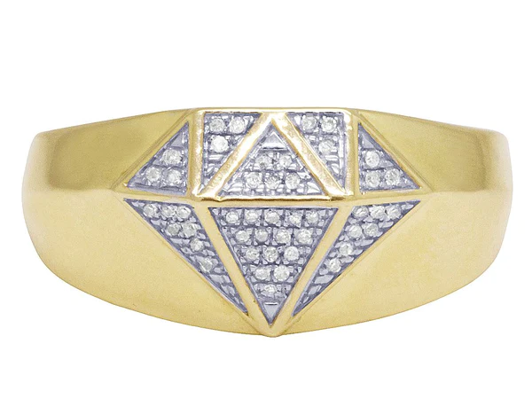 925 Sterling Silver Moissanite Diamond Men Ring, Fully Iced Gold Plated Men Pinky Ring, Round Moissanite Diamond Hip Hop Ring For Him