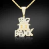Round VVS Diamond Customized Letter BIG BANK Pendant, Customized Letter Silver Diamond Pendant, Full Iced Out Diamond Hip Hop Charm Pendant