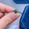 Green Moissanite Ring | Dainty Moissanite Jewelry | Brilliant Round Cut Moissanite | Engagement Ring | Wedding Anniversary Ring Gift for Her
