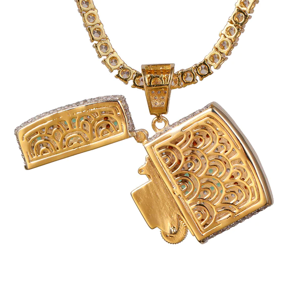 Customized Lighter Round VVS Diamond Hip Hop Pendant, Sterling Silver Iced Out Birthday Gift Pendant, Charm Diamond Hip Hop Pendant