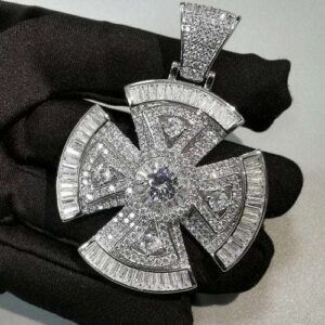 Round & Baguette VVS Diamond SNIPING Hip Hop Pendant, Sterling Silver Iced Out Birthday Gift Pendant, VVS Diamond Hip Hop Charm Pendant