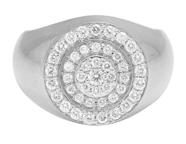 925 Sterling Silver Moissanite Diamond Men Ring, Fully Iced Gold Plated Men Pinky Ring, Round Moissanite Diamond Hip Hop Ring For Him