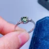 Brilliant Round Cut Moissanite Ring | Green Moissanite Ring | Handmade Ring | 925 Sterling Silver Ring | Dainty Ring | Gift for Her