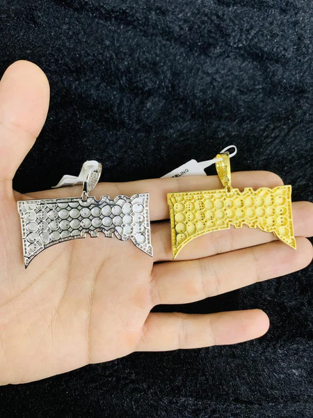 Round VVS Diamond BOSSMAN Customized Pendant, VVS Diamond Customized Hip Hop Pendant, Full Iced Out Diamond Pendant, Gold Plated Diamond Pendant