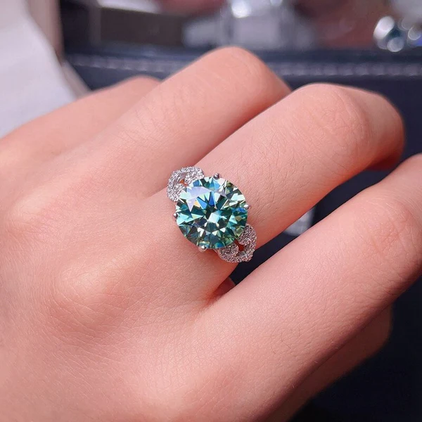 Elegant 2Ct Green Moissanite Ring, 925 Sterling Silver Ring, Dainty Engagement Rings For Women, Wedding Band, Promise Ring, Gift For Her