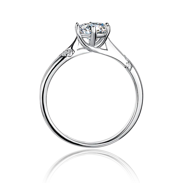 Round Moissanite Solitaire Diamond Engagement Ring, Sterling Silver Moissanite Diamond Wedding Ring For Bridal, 10K/14K Gold Anniversary Diamond Ring For Gift