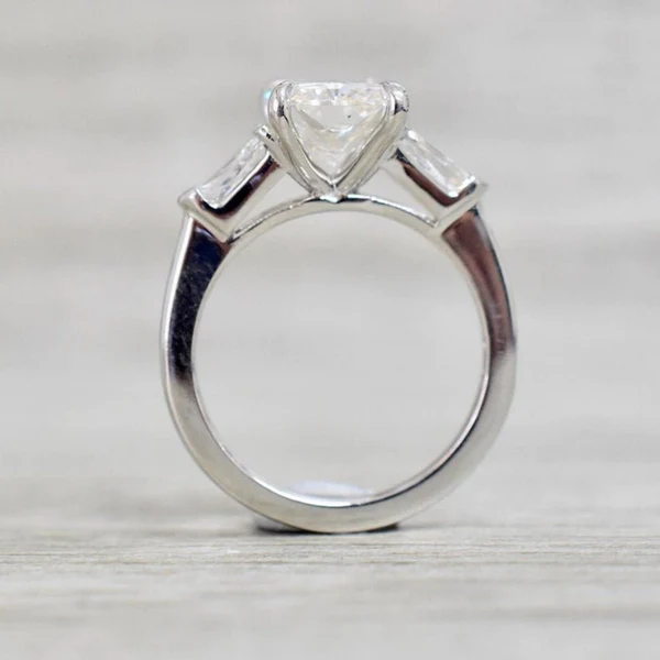 Radiant 3 Stone Moissanite Solitaire Diamond Engagement Ring, Sterling Silver Moissanite Diamond Wedding Ring For Bridal, 10K/14K Gold Anniversary Diamond Ring For Gift