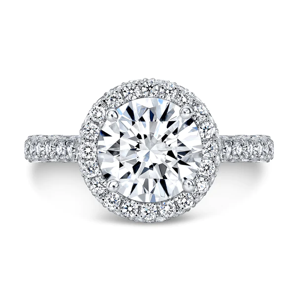 Round Moissanite Halo Diamond Engagement Ring, Sterling Silver Moissanite Diamond Wedding Ring For Bridal, 10K/14K Gold Anniversary Diamond Ring For Gift