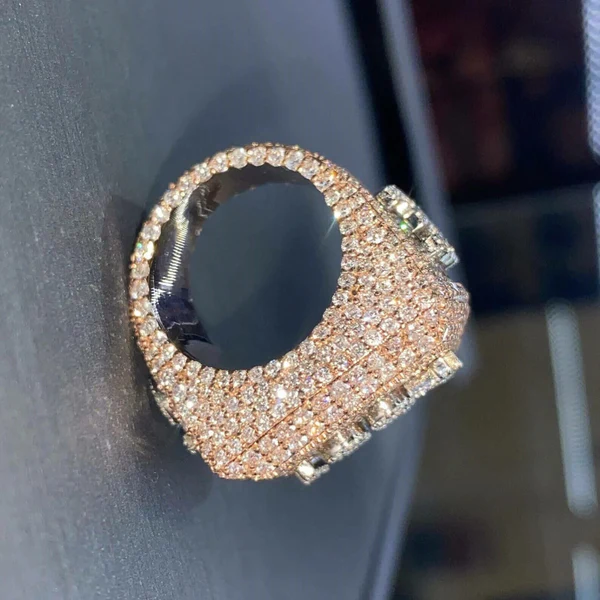 Moissanite Diamond Customized Men Diamond Ring, Sterling Silver Champion Men Ring For Birthday Gift, Gold Plated Diamond Ring, Men Ring