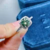 Green Moissanite Diamond Ring, Engagement Ring, Anniversary Ring for Women, Moissanite Diamond Jewelry,Personalized Ring, Gift for Her
