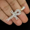 Round VVS Diamond CUBAN CHAIN CROSS Customized Pendant, Customized Religious Diamond Pendant, Full Iced Out Diamond Hip Hop Charm Pendant