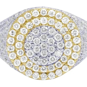 925 Sterling Silver Moissanite Diamond Men Ring, Fully Iced Gold Plated Men Pinky Ring, Round Moissanite Diamond Hip Hop Ring For Him