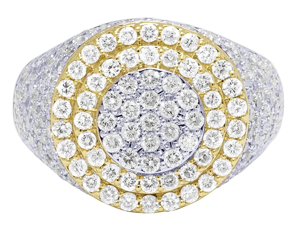 925 Sterling Silver Moissanite Diamond Men Ring, Fully Iced Gold Plated Men Pinky Ring, Round Moissanite Diamond Hip Hop Ring For Him