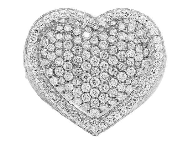 925 Sterling Silver Heart Shape Moissanite Diamond Men Ring, Fully Iced Gold Plated Men Pinky Ring, Round Moissanite Diamond Hip Hop Ring For Him