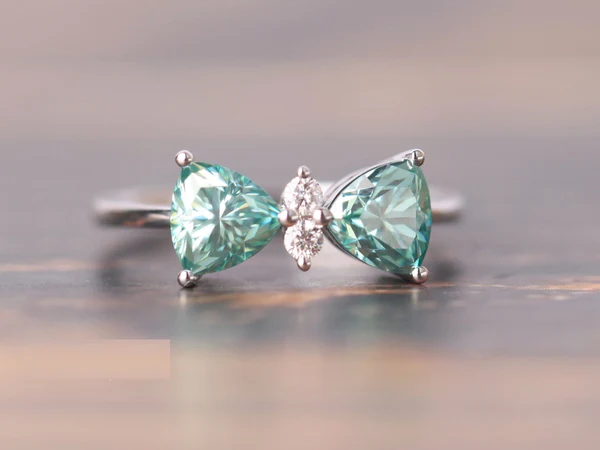 3_ddadd9dc-a15e-4297-bce2-2ce3d96969a5_600x600 Moissanite Engagement Ring 14K White Gold Ring, Double Green Moissanite Bow Ring, Gemstone Bow Ring Diamond Wedding Band Rings For Women