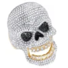 925 Sterling Silver Moissanite Diamond SKULL Men Ring, Fully Iced Gold Plated Men Pinky Ring, Round Moissanite Diamond Hip Hop Ring For Him