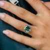 Dark Green Moissanite Diamond Ring 14K Two Ton Diamond Ring Fancy Colour Diamond Ring Vintage Wedding Ring Asscher Cut Diamond Ring