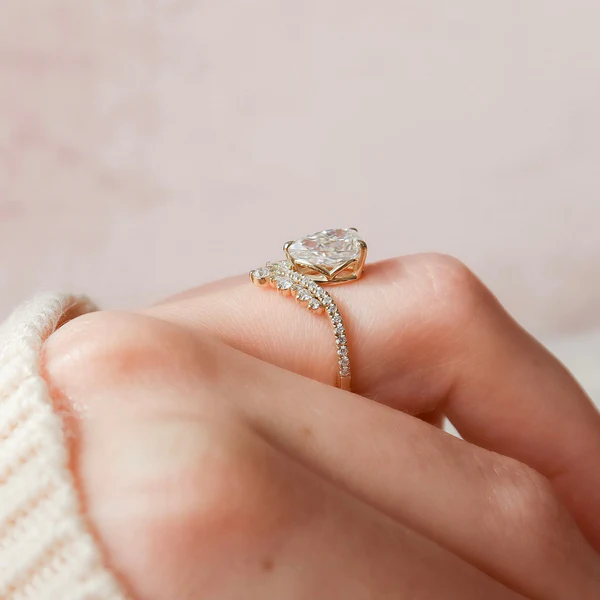 Pear Moissanite Solitaire Diamond Engagement Ring, Sterling Silver Moissanite Diamond Wedding Ring For Bridal, 10K/14K Gold Anniversary Diamond Ring For Gift