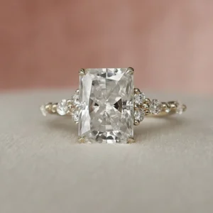 Radiant Moissanite Solitaire Diamond Engagement Ring, Sterling Silver Moissanite Diamond Wedding Ring For Bridal, 10K/14K Gold Anniversary Diamond Ring For Gift