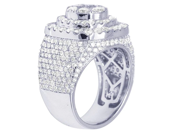 925 Sterling Silver Moissanite Diamond Men Ring, Fully Iced Gold Plated Men Pinky Ring, Round Moissanite Diamond Hip Hop Ring For Him