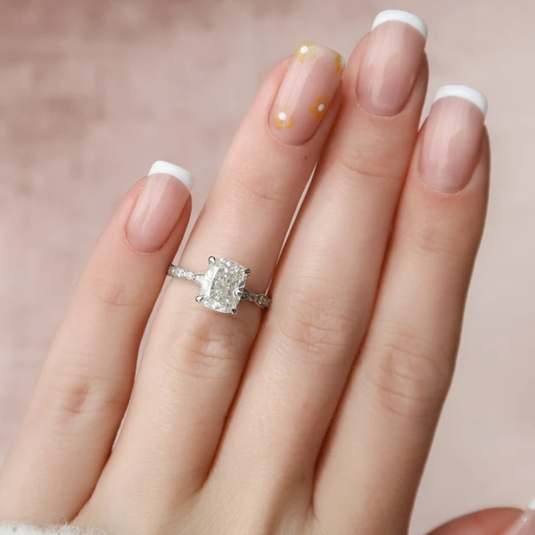 Cushion Moissanite Solitaire Diamond Engagement Ring, Sterling Silver Moissanite Diamond Wedding Ring For Bridal, 10K/14K Gold Anniversary Diamond Ring For Gift