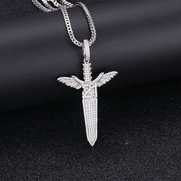 Customized ANGLE CROSS Round VVS Diamond Hip Hop Pendant, Sterling Silver Iced Out Birthday Gift Pendant, Charm Diamond Hip Hop Pendant