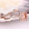 Princess Cut Morganite Engagement Ring Rose Gold Natural Diamond Halo Ring Diamond Band 14K Promise Ring Anniversary Ring