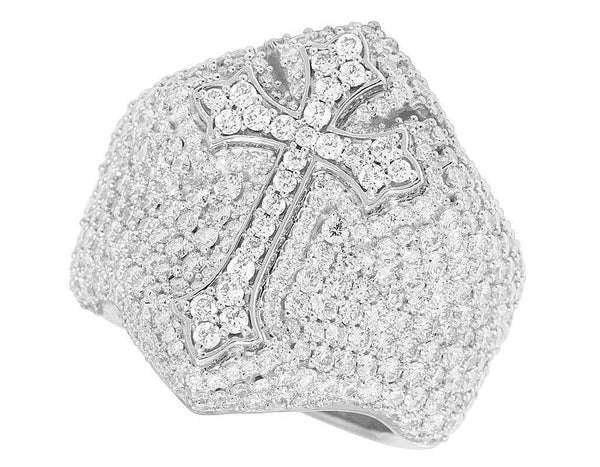 4_00e3bb5b-17c2-4245-9ead-7ada5cb59df6_600x600 925 Sterling Silver Moissanite Diamond CROSS Men Ring, Fully Iced Gold Plated Men Pinky Ring, Round Moissanite Diamond Hip Hop Ring For Him