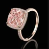 Cushion Cut Morganite Diamond Ring 14K Rose Gold Finish Halo Style Anniversary Ring For Women Christmas Gift Engagement Ring For Her