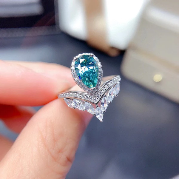 4_0ae485a7-f848-43ba-ae5d-ca381555237c_600x600 Luxury Green Pear Shape Moissanite Ring 2ct D Color Women Ring For Anniversary Gift, Sterling Silver and Solid Gold Wedding Ring, Promise ring Best gift