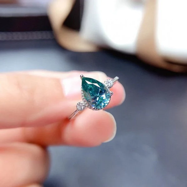 Luxury & Gorgeous Pear Shape Green Moissanite Ring For Wedding Gift, Moissanite Ring, Anniversary gift, Women's Ring, Proposal ring For Her