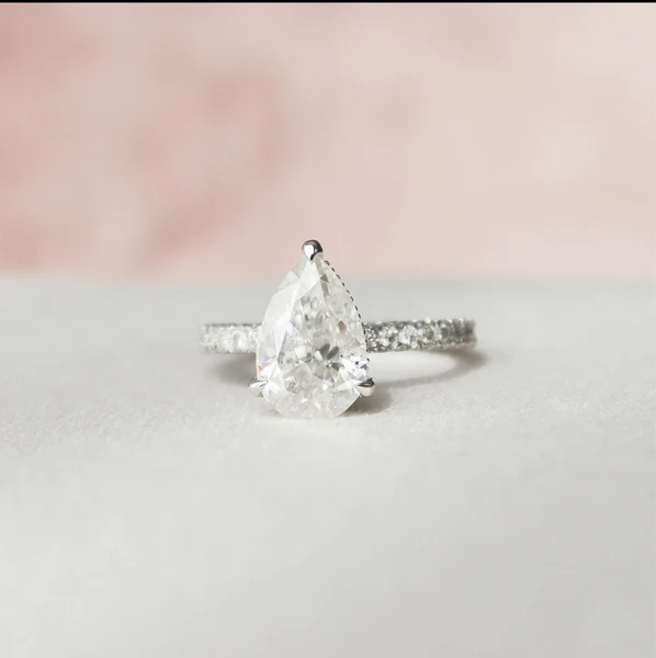 Pear Moissanite Solitaire Diamond Engagement Ring, Sterling Silver Moissanite Diamond Wedding Ring For Bridal, 10K/14K Gold Anniversary Diamond Ring For Gift