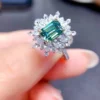 Green Moissanite Ring, Gorgeous Green Moissanite Ring, Moissanite Silver Ring, Dainty Ring, Green Moissanite Statement Ring