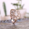 Moissanite Engagement Ring Round cut wedding ring art deco baguette cut ring solid rose gold ring anniversary ring