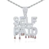 Round White VVS Diamond Customized Letter SELF PAID Hip Hop Pendant, Sterling Silver Iced Out Birthday Gift Pendant, Charm Diamond Hip Hop Pendant
