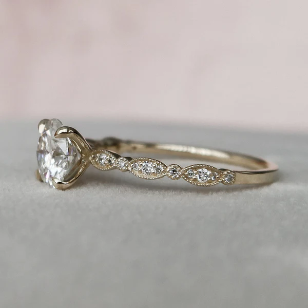 Round Moissanite Solitaire Diamond Engagement Ring, Sterling Silver Moissanite Diamond Wedding Ring For Bridal, 10K/14K Gold Anniversary Diamond Ring For Gift