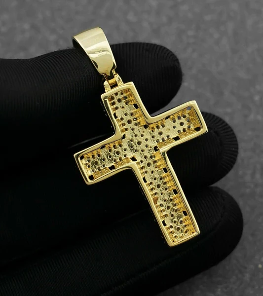 Customized CROSS Round VVS Diamond Hip Hop Pendant, Sterling Silver Iced Out Birthday Gift Pendant, Charm Diamond Hip Hop Pendant