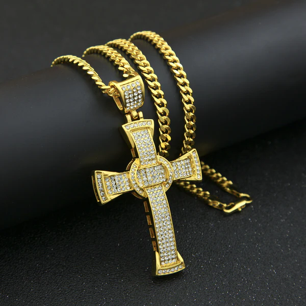 Customized CROSS Round VVS Diamond Hip Hop Pendant, Sterling Silver Iced Out Birthday Gift Pendant, Charm Diamond Hip Hop Pendant