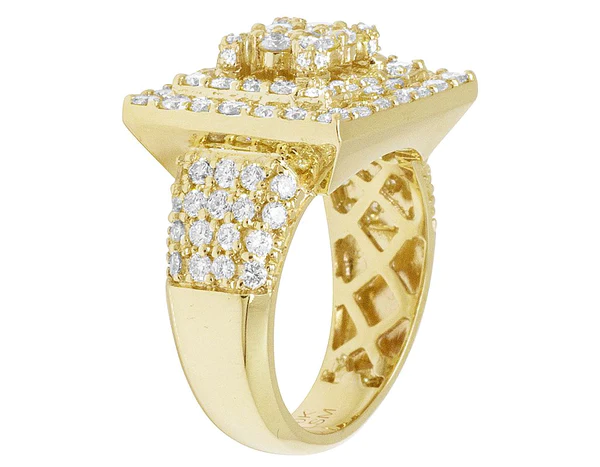 925 Sterling Silver Moissanite Diamond Men Ring, Fully Iced Gold Plated Men Pinky Ring, Round Moissanite Diamond Hip Hop Ring For Him