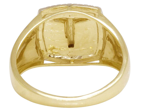 925 Sterling Silver Moissanite Diamond Jesus Men Ring, Fully Iced Gold Plated Men Pinky Ring, Round Moissanite Diamond Hip Hop Ring For Him