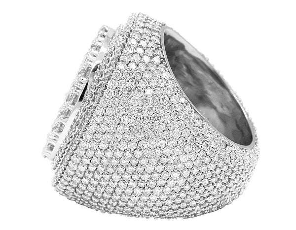 925 Sterling Silver Moissanite Diamond Men Ring, Fully Iced Gold Plated Men Pinky Ring, Round Moissanite Diamond Hip Hop Ring For Him